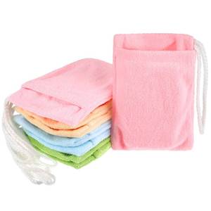 lot 20470 image: 8 Pieces Soap Holder Bag Microfiber Soap Exfoliating Saver Bag Hanging Soap Saver Pouch Colorful Soft Soap Bags for Body Face Cleaning Supply, 4 Colors