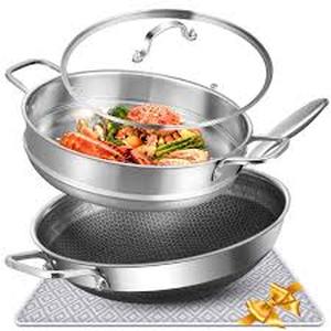 lot 11702 image: Aosion Stainless Steel Honeycomb Wok with Steamer Set