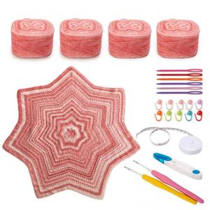 lot 1255 image: Haorino Blanket Crochet Kit - Crochet Blanket Kit with Mohair Gradient Yarn, Seven Star Blanket with Step-by-Step Video Tutorials for Adults