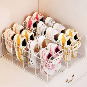 lot 1277 image: DBYANAN Acrylic Kids Shoe Rack for Closet 2 Pack Toddler Shoe Storage 4 Sections Kids Shoes Organizer Baby Shoe Rack Organizer Clear Small Shoe Shelf for Closet Entryway
