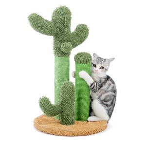 lot 1281 image: PAWZ Road Cat Scratching Post Cactus Cat Scratcher Featuring with 3 Scratching Poles and Interactive Dangling Ball -Medium 23 Inches