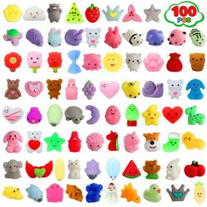 lot 2228 image: 100 Pack Squishies Toys, Tiny Mochi Squishy Fidget Toys Random Bulk Party Favors for Kids 4- 8 8-12 Goodie Bag Pinata Stocking Stuffers Classroom Prizes Treasure Box Egg Fillers Girls