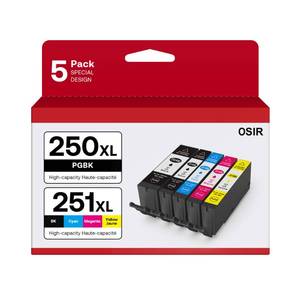 lot 2234 image: PGI-250XL CLI-251XL 5 Color Value Pack, Compatible for Canon 250 251 Ink Cartridges to use with PIXMA MX922, MG5420, MG5520, MG5522, MG6320, MG6620, iP7220 (PGBK, Black, Cyan, Magenta, Yellow)