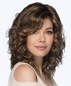 lot 2240 image: SEVENCOLORS Medium Length Brown Wigs for White Women Natural Curly Hair Brown Blonde Wig Synthetic Wavy Layered Womens Wigs