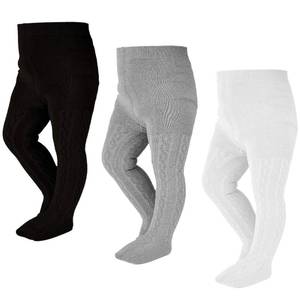 lot 2252 image: EPEIUS Toddler Tights - Baby Girl Seamless Cable Knit Leggings,Thick Cotton Footed Pants for 2-4 Years Black,White,Grey