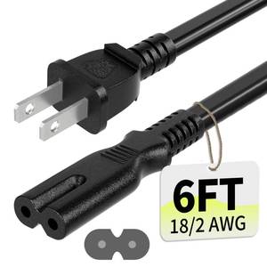 lot 2259 image: Vockjour 2 Prong AC Power Cord 6Ft Black, Universal Power Cable Replacement for Sony PS5PS4PS3 Slim, PlayStation 5 4 3, Xbox One XS, Xbox Series XS, TV, Printer-ETL Listed
