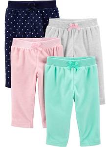 lot 2267 image: Simple Joys by Carterfts Baby Girlsft 4-Pack Fleece Pants