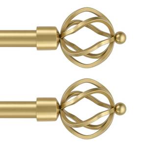 lot 3773 image: KNOBWELL Window Curtain Rod 34 Diameter, Gold Curtain Rod with Twisted Cage Finials, 22-42in Adjustable Rods, 2 Packin