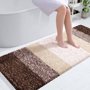 lot 3776 image: OLANLY Bathroom Runner Rugs 54x24, Extra Soft Absorbent Microfiber Bath Rugs, Rubber Backing, Quick Dry, Machine Washable Bath Mats for Bathroom Floor, Tub and Shower, Home Decor Accessories, Brown