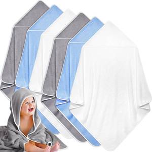 lot 3777 image: Chumia 6 Pack Baby Bath Towel Coral Fleece Soft Absorbent Newborn Hooded Towel for Kid 30 x 30 Inch Toddler Bath Blanket for Babies Infant Shower Gift(GrayBeigeBlue)