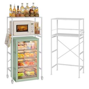 lot 3781 image: Hongtamoya 2 Tier Mini Fridge Stand with Storage Adjustable Height Mini Fridge Shelf Over Mini Fridge Storage Cart Rack Appliance Shelf Microwave Stand for Dorm, Apartment, Kitchen, Office (White)
