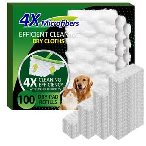 lot 3802 image: 100 Dry Sweeping Cloths Compatible with Swiffer Sweeper Mop, Heavy Duty Dry Pads Refills, Cleaning Dust and Pet Hair, Disposable Pet Sweeper Mop Pads for All Purpose Multi Surface Floor Cleaning (100)