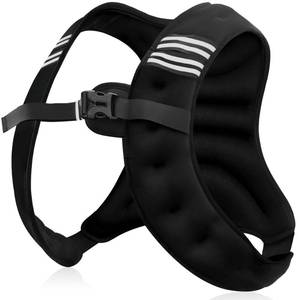 lot 3803 image: NATURELUX Weighted Vest with Reflective Stripe and Adjustable Buckle Straps, Black, 10 lbs