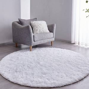 lot 3804 image: FJZFING White Round Rug Ultra-Soft Plush Modern 5x5 Circle Area Rug for Kidfts Bedroom, Fluffy Shag Circular Rug for Nursery Room, Non-Slip Home Decor Cute White Carpet for Teenfts Room