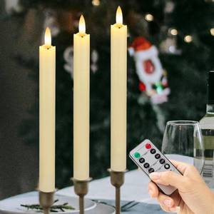 lot 4105 image: SEHNSY Flameless Taper Candles with Remote, Real Wax Battery Operated LED Candles with 3D Flickering Flame, 9.6 3PCS Ivory Realistic Dripless Candlesticks for Home Wedding Decor, Motherfts Day Giftsin