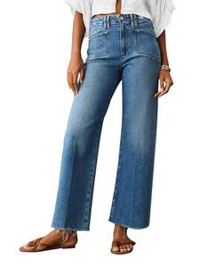 lot 4110 image: KUNMI Jeans for Women Wide Leg Baggy High Waist Boyfriends Straight Leg Stretchy Pants Trendy Fall 2024 size 16