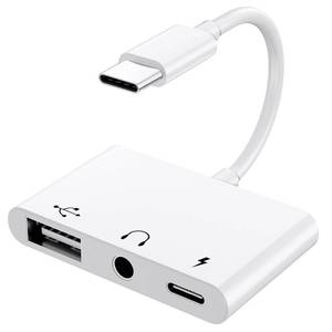 lot 4119 image: USB C to 3.5mm Jack Headphone Adapter with Charger Port,OTG Cable Adapter, Type C to Aux Audio Earphones Splitter for iPhone Samsung Galaxy S22 Ultra S21 S20 i-Pad Pro Air Pixel 4 Laptops