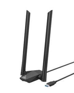 lot 4120 image: BrosTrend USB WiFi 6 Adapter AX1800 Long Range WiFi USB Adapter for PC Laptop Desktop 5GHz1201Mbps  2.4GHz574Mbps Wireless WiFi Dongle USB3.0 with 2x High Gain Wi-Fi Antennas for Windows 1110 ONLY