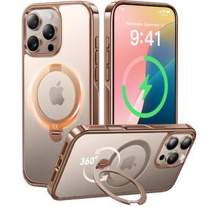 lot 4121 image: CASEKOO 360 Spin Magnetic Stand for iPhone 16 Pro Max Case Desert Titanium Compatible with Magsafe16FT Military Protection Slim Hand-Polished Frame Titanium Alloy Sturdy Stand 6.9, Rose Goldin