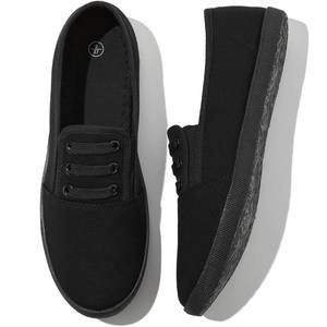 lot 4147 image: Womenfts Canvas Slip on Sneakers Casual Slip on Walking Shoes Womens Tennis Shoes Flat Dress Shoes Non Slip Work Shoes(Black Mno.us9)