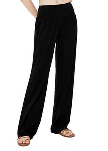 lot 4153 image: Urban CoCo Womenfts Comfy Yoga Pants Casual Wide Leg Sweatpants High Waist Stretch Trousers with Pockets (Black, L)