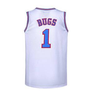lot 4154 image: BOROLIN Youth Basketball Jersey #1 Moive Space Jerseys Bugs Shirts for Kids (White, Youth Small)