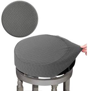 lot 4159 image: BUYUE Bar Stool Covers, Luxury Fabric Dia.16-18 Round Crease-Resistant Stretchy Washable Jacquard Dustproof Stool Seat Slipcover, L-Grey-1 Countin