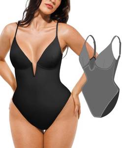 lot 4169 image: Popilush Tummy Control Swimsuits for Women Shapewear One Piece Underwire Swimsuit Black Deep V Neck Bathing Suits Summer Beach Pool Vacation