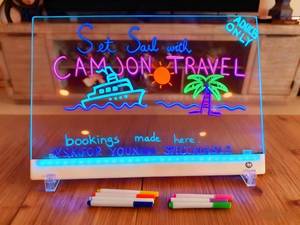 lot 4180 image: Rechargeable LED Drawing Board, 13.8ftft x 10ftft LED Note Board with Colors, 5 Modes and 7 Colors Acrylic Dry Erase Board, Rechargeable Light Up LED Writing Board for Home Office School Gift