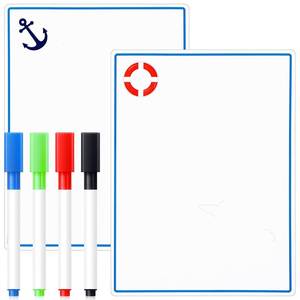 lot 4187 image: Fabbay 2 Pcs Magnet White Board for Cruise Door, Magnetic Cruise Door Decorations with 4 Pcs Erasable Marker(White Board)