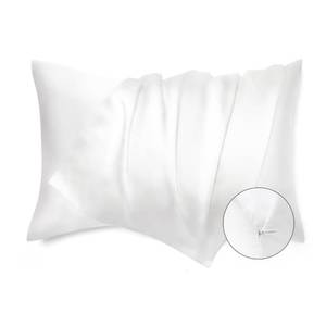 lot 4203 image: Bedsure Satin Pillowcase with Zipper, Similar to Silk Pillow Cases 2 Pack, White Satin Pillow Cases Standard Size, Silky and Soft Pillow Covers, Valentines Day Gifts for Women Men, 20x26 Inches