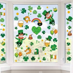 lot 4239 image: St Patricks Day Window Clings, 150 Pcs Shamrock Window Stickers for St Patricks Day Decorations