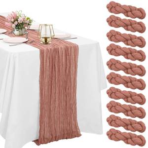 lot 4243 image: 10 Pack Dusty Blush Cheesecloth Table Runner 6FT Boho Gauze Fabric Table Runner Vintage Rustic Sheer Runners for Wedding Party Bridal Baby Shower Long Table Decorations