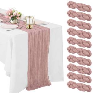 lot 4245 image: 10 Pack Dusty Pink Cheesecloth Table Runner 6FT Boho Gauze Fabric Table Runner Vintage Rustic Sheer Runners for Wedding Party Bridal Baby Shower Long Table Decorations