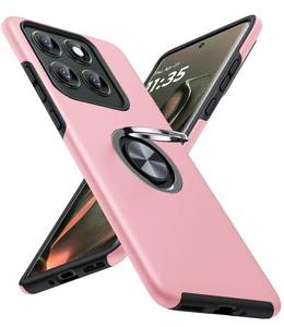 lot 4255 image: JAME for Motorola Edge 2025 Case, Dual Layer Military Grade Protection Shockproof Cover with Ring Holder Stand Kickstand, Slim Fit Protective Phone Case for Motorola Moto Edge 2025, Pink