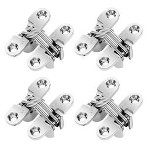 lot 4257 image: 4 Pack Stainless Steel 180 Degree Hidden Hinges for Doors and Cabinets - Invisible Cross and Swing Hinges