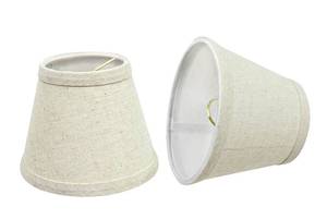 lot 4258 image: Aspen Creative 32058-2A, Hardback Empire Clip-On Chandelier Lamp Shade, Oatmeal, 3 Top x 5in Bottom x 4in Slant Height, Set of 2in