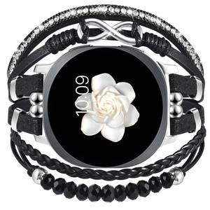 lot 4288 image: Boho Leather Bracelet for Samsung Galaxy Watch 87654 Band 40mm 44mm Women, 20mm Handmade Multilayer Beaded Watch Bands for Watch 8 6 Classic 43mmWatch 5 ProWatch4 Classic 42mmGalaxy Active 2