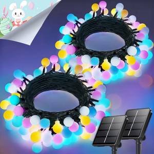 lot 4289 image: LORRYTE 2-Pack 80 LED Solar Easter Lights Outdoor - 39FT Crystal Globe Waterproof Solar Pastel String Lights for Outside with 8 Lighting Modes, Easter Decorations for Garden, Patio, Party, Porch