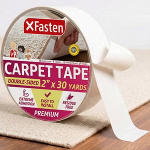 lot 4296 image: XFasten Double Sided Carpet Tape for Area Rugs, 2 Inch x 30 Yards � Heavy Duty Anti Slip Rug Grip Tape, Works as Rug Grippers, Residue Free, Wood Safe, Easy Removal for Hardwood and Laminated Floors