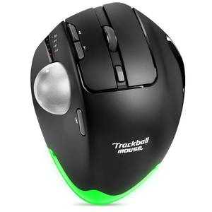 lot 4312 image: TRELC Wireless Trackball Mouse, Ergonomic Rollerball Mouse with 4800 DPI7 Programmable Buttons, Thumb Control Mice, Rechargeable Optical Mouse for 3 Devices, for Windows, PC, Laptop, Tablet (Black)