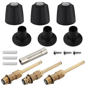 lot 4317 image: 39619 Bathtub Shower Handle RemodelRebuild Trim Kit, Shower Knob 3 Piece for Price Pfister Verve Faucets, Includes 12H-2H, 12H-2C, 12H-18D Stems and Tubs knob Handle and Flange Base (Matte Black)