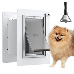 lot 9003 image: Pet Door for Wall - Steel Frame, Telescoping Tunnel and Double Silicone Flaps Dog Door, Cat Doors with Secure Lock (Cat Up to 10 lbs) - Small