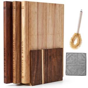 lot 9006 image: Book Cutting Board Set with Stand, Wooden Book Cutting Board Set for Kitchen, Cutting Boards That Look Like Books, Natural Finish, With Cleaning Accessories, Gift for Home Cooks