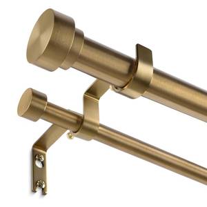 lot 9010 image: Wolistsa Brass Double Curtain Rod, Warm Gold Extra Long Dual Curtain Rods for Windows 72 to 144 Inch, 1 Inch Adjustable Heavy Duty Spliced Double Rod, Pro-Plating Process, Aluminium Finials