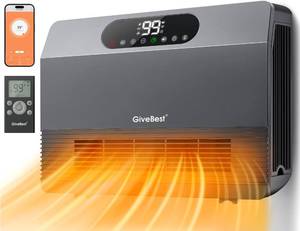 GiveBest Smart Wall Heater, 1500W Fast Heating Space Heater for Bedroom, Electric Room Space Heater with Thermostat for Indoor Use, Easy Wall Mounted, On/Off Timers, Compatible with Alexa