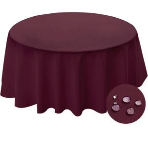 lot 10421 image: BYDOLL Table Cloth Round 60 Inch Tablecloth Fits Max50 Inch Diameter Top,Burgundy Washable Outdoor Winkle and Stain Resistant Spillproof Polyester Tablecloths for Round Tables Party Cover