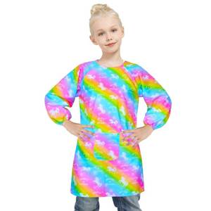 lot 10430 image: Fiodrimy Kids Art Smock, Unicorn Painting Smocks with Pocket, Waterproof Artist Long Sleeve Artist Apron for Child Girls boys 3-7 Years, Medium