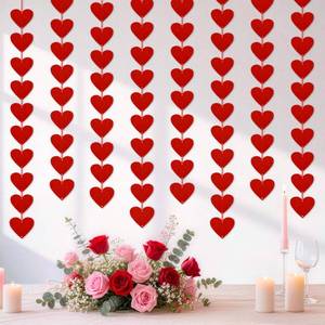 lot 10431 image: Childom 80 Pcs Red Felt Heart Garland,Valentines Decorations,Valentines Party Decorations,Hanging Hearts Decoration,Valentinefts Heart Garland for Wedding Bridal Engagement Anniversary Birthday Party