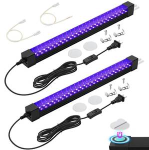 lot 10445 image: Sayitwill 365NM Black Light Bar 15W 1FT, UV Blacklight Strip for Dispaly, Linkable LED Black Lights with ONOff Switch, for Uranium Glass MineralsRock Curio Cabinetry Glow Party Halloween, 2 Pack